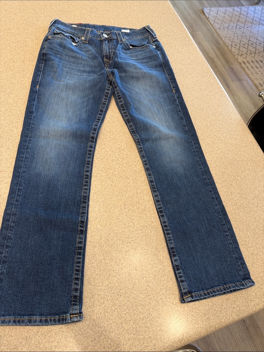 True Religion Two-Tone Blue Denim Jeans Ricky Relaxed Straight 32X31 - Picture 4 of 14